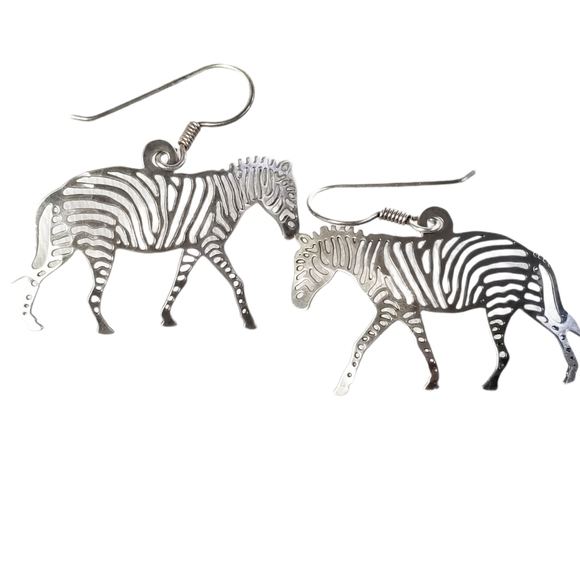 Zebra Cut Out Dangle Earrings - Picture 2 of 5